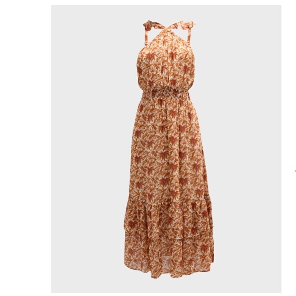 PAIGE Rust and Cream Floral Maxi Dress
